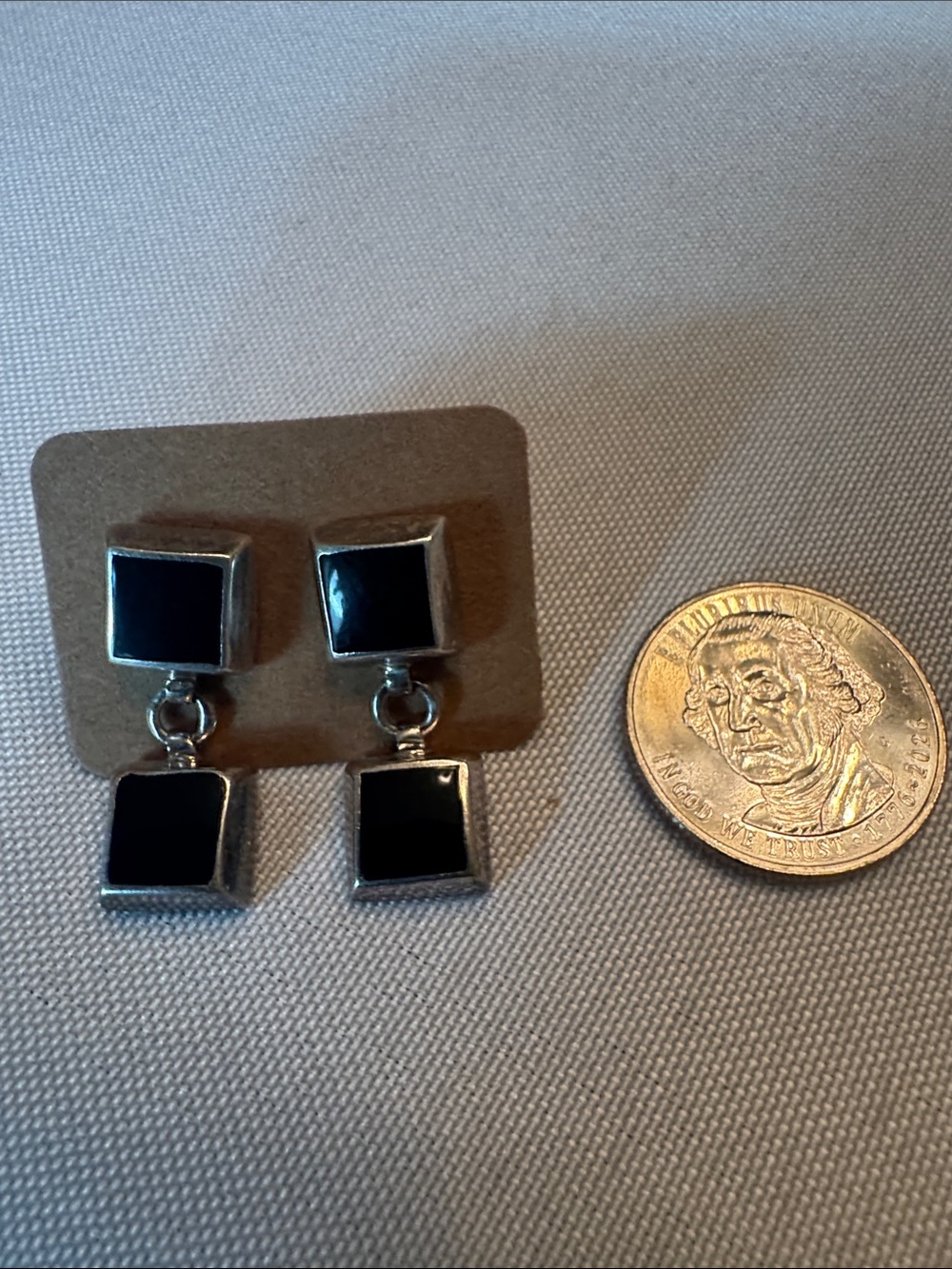 Silpada Black and Silver Double Square Drop Earrings - Picture 3 of 3